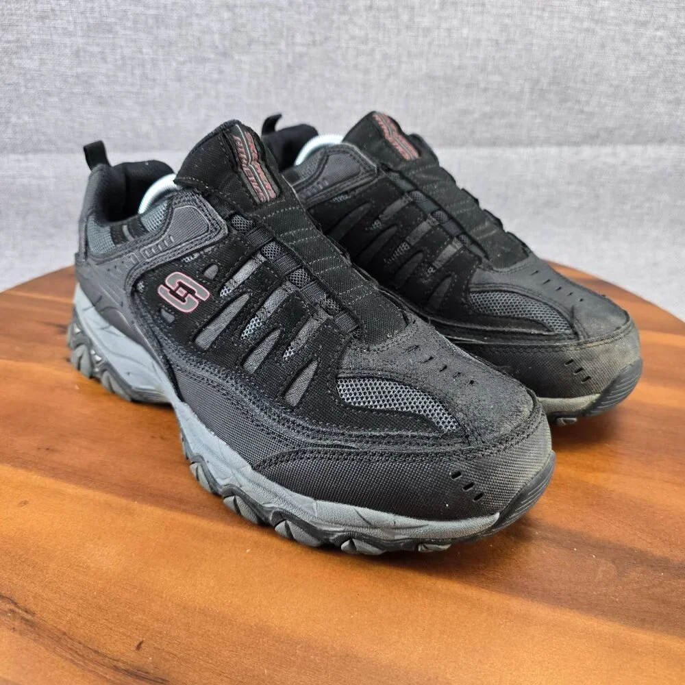 Skechers Mens Size 10 Athletic Sneakers Shoes Black Mesh & Leather Upper‎
